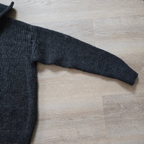 MacKenzie Men’s Hunter Wool Sweater – 100% Wool Quarter Zip Charcoal Medium NWT - Picture 7 of 17